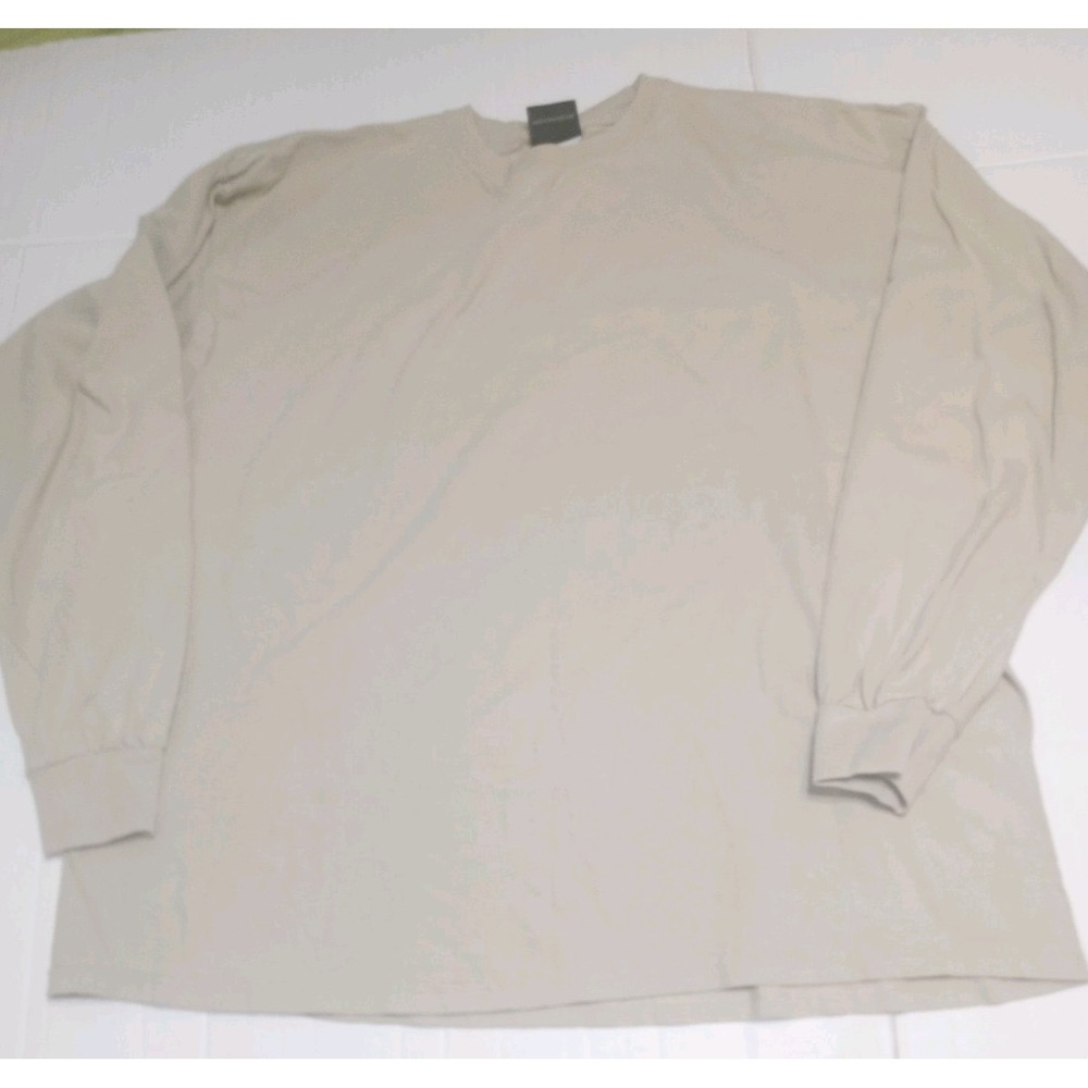 Hybrid Mens Long Sleeve Cotton Long Sleeve Crewneck T-Shirt Tan 2XL